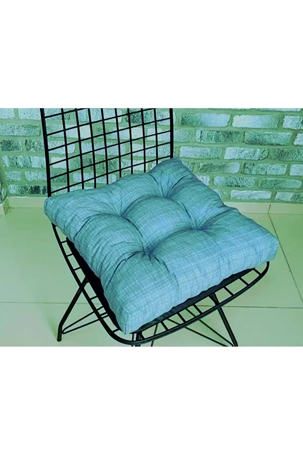 Sandalye Minderi Düğme Detaylı 40x40cm Bağcıklı