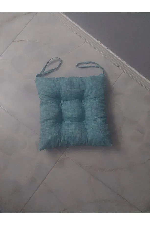 Sandalye Minderi Düğme Detaylı 40x40cm Bağcıklı