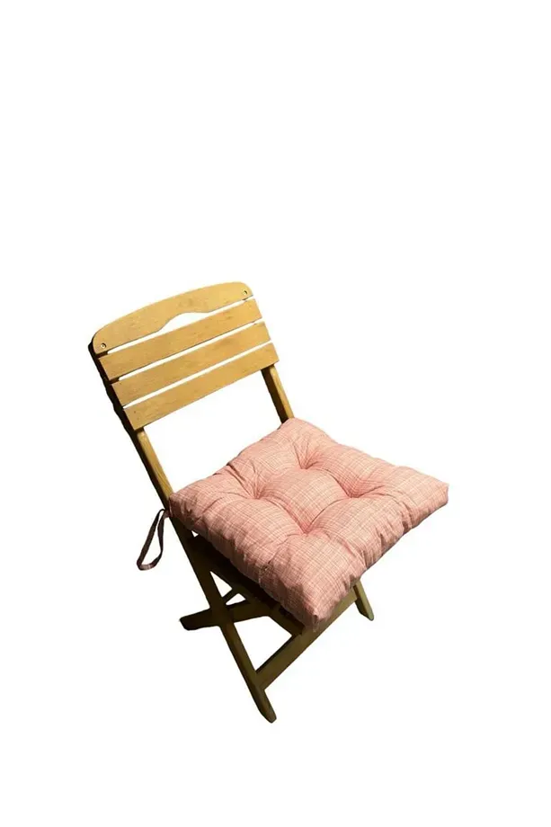 Dekoratif Pofidik Gül Kurusu Sandalye Minderi Özel Düğme Dikişili Bağcıklı 40x40cm