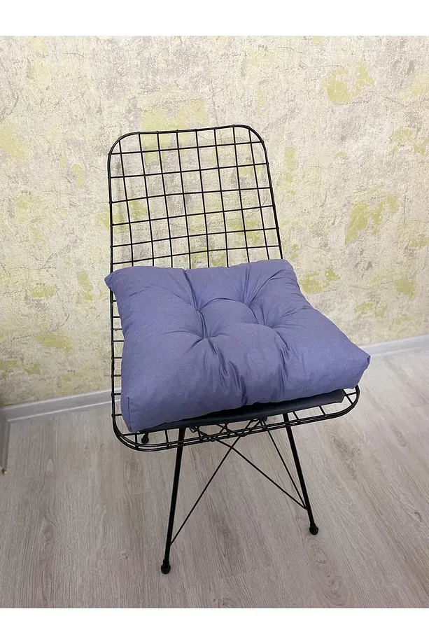 Gold Antrasit Renk Sandalye Minderi Düğme Dikişi Detaylı 40x40cm Bağcıklı