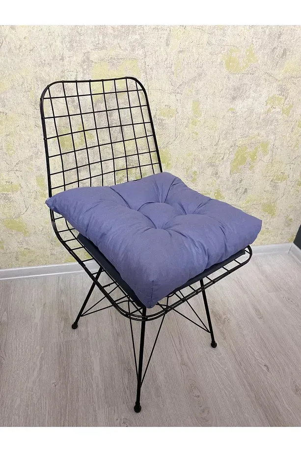 Gold Antrasit Renk Sandalye Minderi Düğme Dikişi Detaylı 40x40cm Bağcıklı