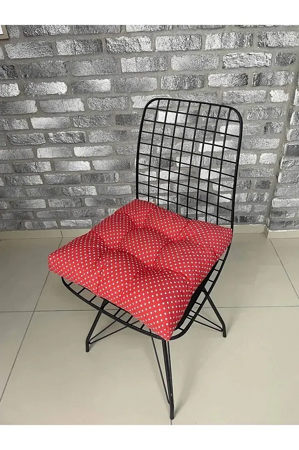 Sandalye Minderi 40x40 Ebatta Düğmeli Kumaş Bağcıklı