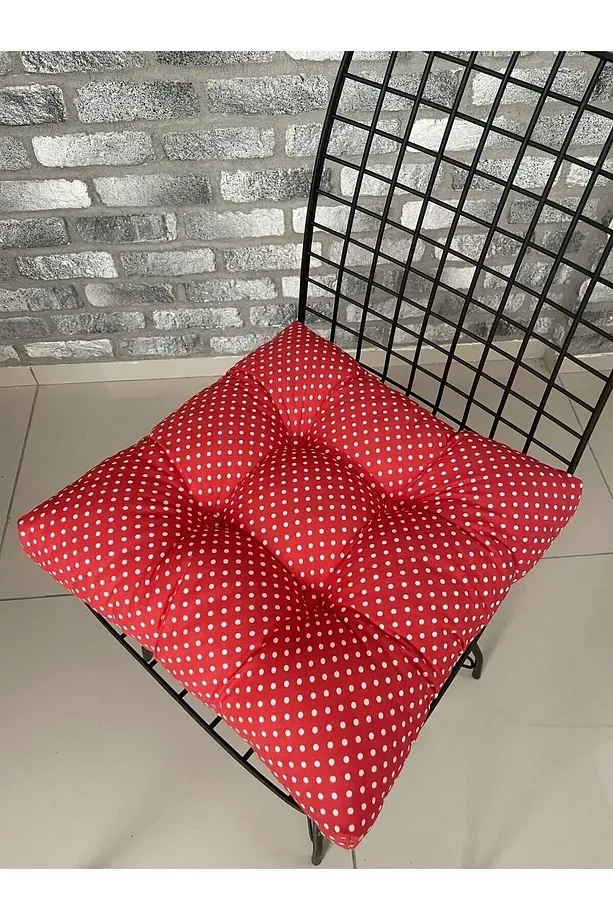 Sandalye Minderi 40x40 Ebatta Düğmeli Kumaş Bağcıklı