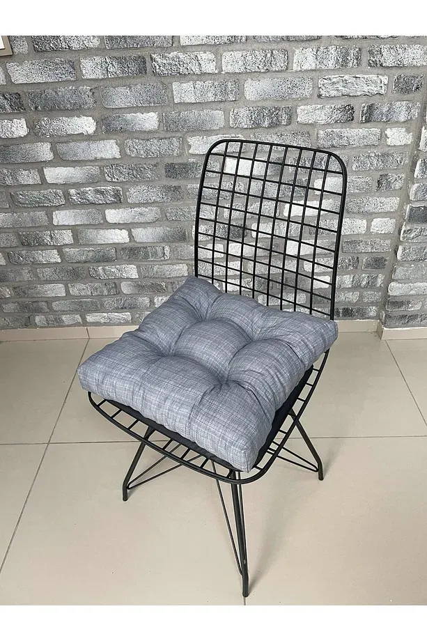 Dekoratif Pofidik Sandalye Minderi Özel Düğme Dikişili Bağcıklı 40x40cm