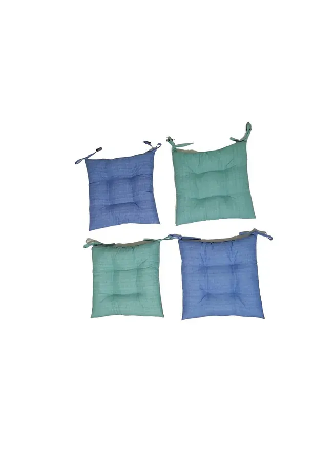 4'lü Kombin Pofidik Kare Sandalye Minderi 40 X 40 Cm Mavi & Yeşil