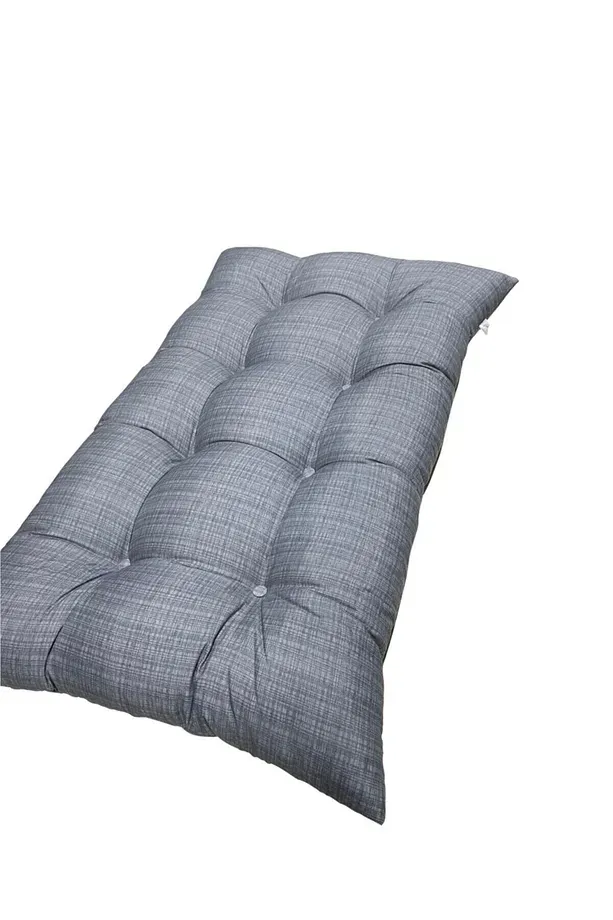 Yer Minderi 100 Cm X 60 Cm - Gri Minder Düğme Dikişili.
