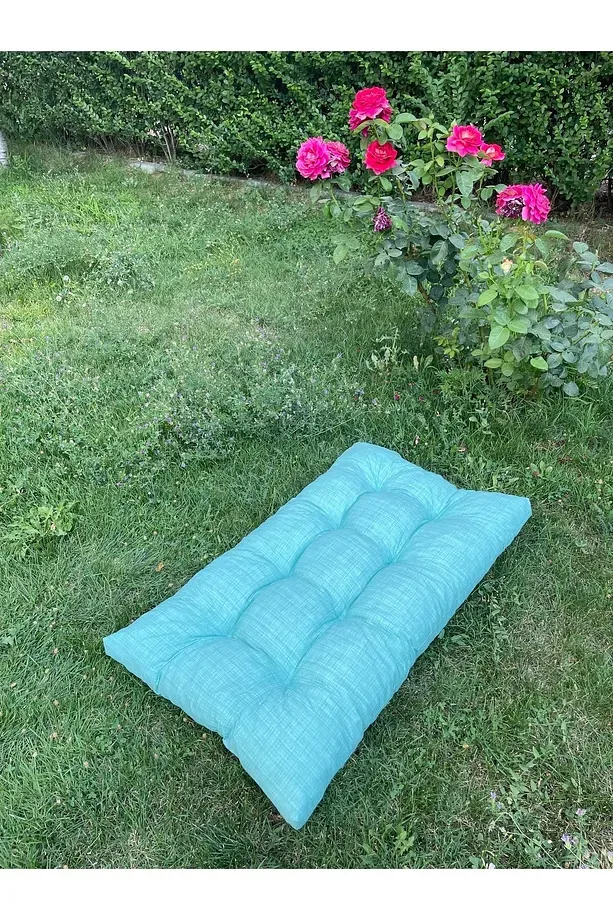 Yer Minderi 100 Cm X 60 Cm - Yeşil Minder Düğme Dikişli