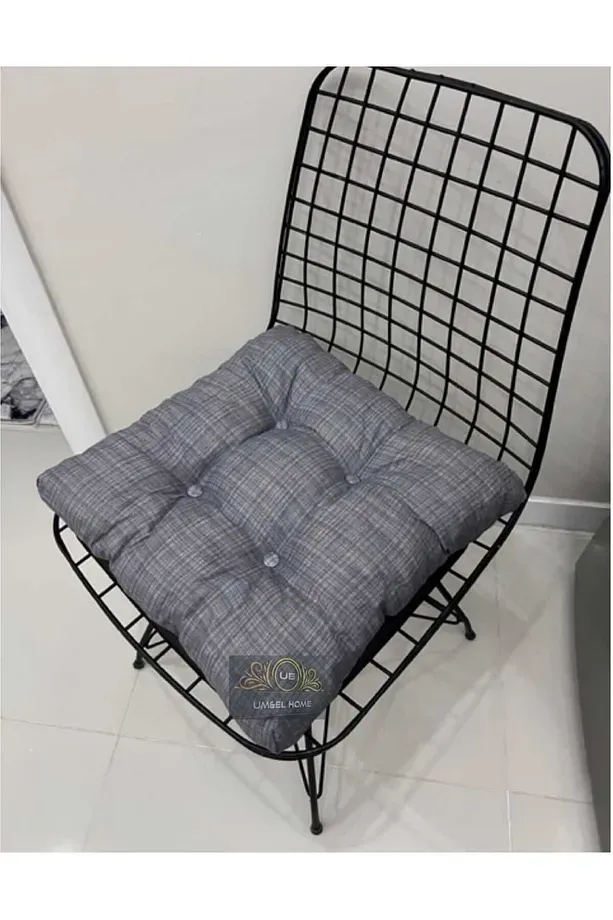 10 Adet Um&el Sandalye Minderi 40x40 Ebat Düğmeli Kumaş Bagcıklı